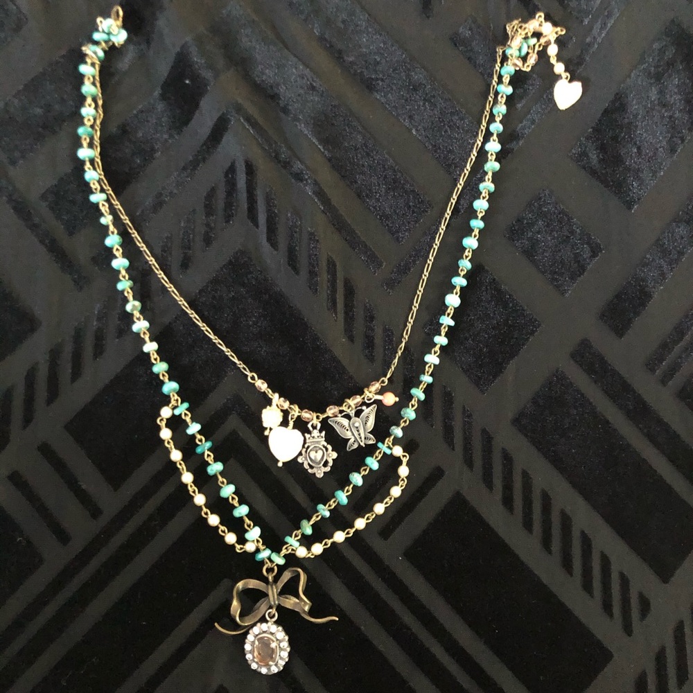 Anthropologie Ribbon two tiered necklace